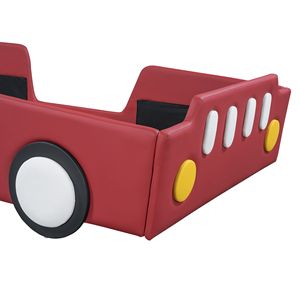 Letto a piattaforma a forma di auto da corsa rosso, singolo, con ruote, per bambini - Product Image 5