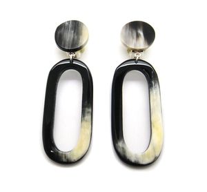 Geometric Shell Drop <b>Earrings</b> Women's Minimalist Everyday Wear Jewelry Black White Oval Shape <b>Fine</b> Dangle <b>Earrings</b> - Product Image 1