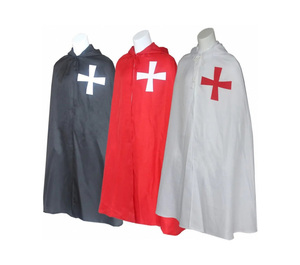 Manteau à capuche avec croix cérémonielle des Templiers, plusieurs couleurs - Product Image 1