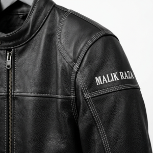 Veste en cuir de moto de style vintage, cuir de vache véritable - Product Image 2