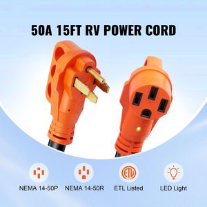 Cavo di Prolunga per Camper da 4,5 m, 50 Ampere, Resistente, con Spina Femmina NEMA 14-50R e Spina Maschio 50P, Indicatore LED per Sistemi Elettrici RV - Product Image 2