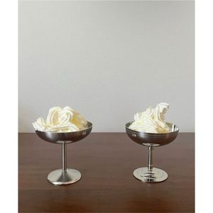 Luxury Silver Metal <b>Ice</b> Cream Bowls with Pedestal Stand Elegant <b>Footed</b> Sundae Dessert Cups Heavy Duty Fruit Salad Bowls - Product Image 6