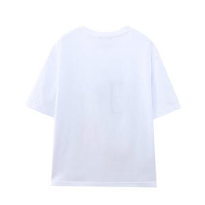 <b>Women's</b> <b>White</b> <b>Short</b> <b>Sleeve</b> T-<b>Shirt</b> Geometric Embroidery Crew Neck Loose Fit 100% Cotton Minimalist Style All Seasons - Product Image 3