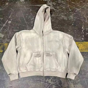 Sweat-shirt zippé à capuche pour homme, couleur unie, en coton French Terry, décontracté, pour l'automne, coupe classique, tricoté, manches longues, avec poche - Product Image 1