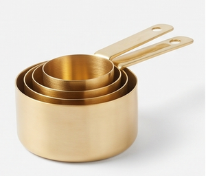 Tasses à mesurer en laiton de qualité supérieure, plaquées or, ustensiles de cuisine en métal, parfaites pour une cuisson et une pâtisserie précises - Product Image 4