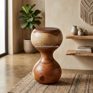 Tabouret en bois de suar fait à la main, tabouret en bois et ottoman décoratif pour le salon, la terrasse ou les meubles de maison - Product Image 5