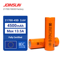 بطارية ليثيوم JOINSUN 21700 45D-4500mAh ذات معدل تفريغ عالٍ مع حماية من الشحن الزائد للأدوات الكهربائية وأدوات الحدائق