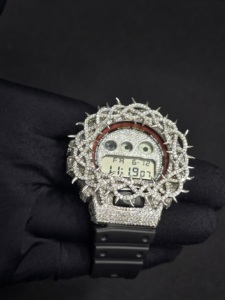 Reloj Digital para Hombre con Pedrería, Pantalla Mixta, Estilo Hip-Hop de Lujo, Correa de Acero Inoxidable, Caja Redonda de 41 mm, Movimiento de Cuarzo - Product Image 3