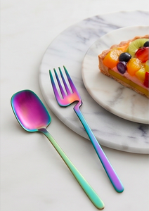 Ensemble de couverts à manche violet brillant, vaisselle unique en acier inoxydable, articles de table élégants pour la salle à manger moderne, la cuisine et les événements spéciaux - Product Image 5