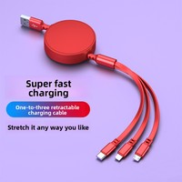 Nouveau câble de charge rapide rétractable 3 en 1 1m 3A Micro USB avec alliage d'aluminium pour téléphone