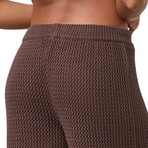 <b>Womens</b> Knit <b>Trousers</b> Chocolate Brown Wide Leg <b>Beach</b> Pants High Waist Drawstring Summer Resort Wear Bottoms - Product Image 4