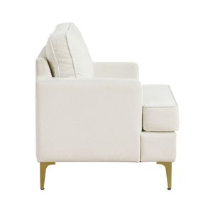 Poltrona Moderna Comfort in Ciniglia Beige con Gambe in Metallo Dorato e Base in Compensato Resistente per Arredamento Soggiorno - Product Image 6