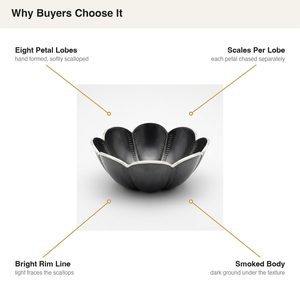ชามตกแต่งอะลูมิเนียมสีเทารมควัน ขนาด 24 ซม. ลายดอกไม้แปดกลีบ แบบทำมือ สำหรับตกแต่งบ้าน โรงแรม และงานแต่งงาน - Product Image 4