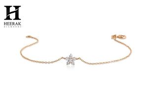 Wholesale Custom 14K Gold Minimalist <b>Flower</b> Lab Grown Diamond <b>Bracelet</b> IGI Certified D VVS Delicate Floral Chain Jewelry - Product Image 4