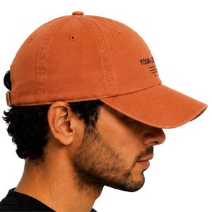 หมวกเบสบอลสีส้มไหม้พิมพ์โลโก้ตามสั่ง ปรับขนาดได้ ผ้าฝ้าย สไตล์ Dad Hat มินิมอล สตรีทแวร์ กีฬา ยูนิเซ็กซ์ รับผลิตแบบ OEM ODM ขายส่งจากโรงงาน - Product Image 5