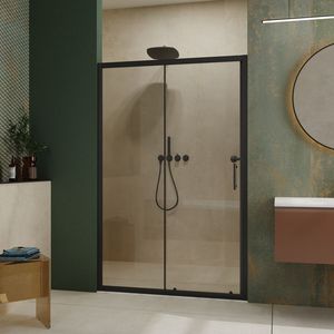 Porta Doccia Scorrevole Singola 48 Pollici L x 72 Pollici A, Vetro Temperato Trasparente Spessore 1/5 Pollici con Maniglia in Acciaio Inox Colore Nero - Product Image 2