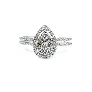 Fine Fabulous Design Meilleure Qualité 14k Or Blanc Massif Diamant Naturel Bagues De Fiançailles Véritable Cluster De Diamant Pour Femme