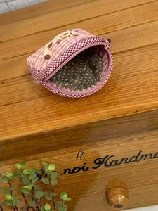 Pochette cosmétique faite à la main avec fermeture éclair, sac de rangement portable en polyester pour les voyages et l'usage quotidien (taille : 10x9x3cm) - Product Image 2