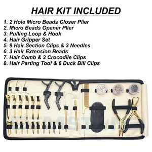 Kit de Herramientas para Extensiones de Cabello Doradas, Alicates de Acero Inoxidable de 2 Orificios para Abrir y Cerrar Microperlas |   Kit de Instalación y Extracción Reutilizable y Duradero - Product Image 2