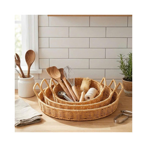 Handcrafted Rattan Artistry Durable Woven Trays <b>Baskets</b> Sustainable Styling - Product Image 1