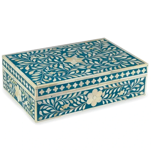 Green Bone Inlay <b>Trinket</b> Storage <b>Box</b> Handmade Luxury Wooden Accessory Organizer with Geometric Pattern - Product Image 2