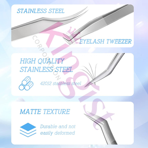 2026 New Style Fine Quality Stainless Steel Eyelash Tweezer Set Wholesale with Pointed Straight and Curved Tweezers - Product Image 5