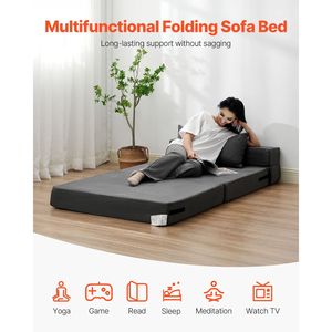 Divano Letto Convertibile 3 in 1 in Memory Foam ad Alta Densità 25D, Pieghevole con 2 Rivestimenti Lavabili per Palestra e Hotel - Product Image 2
