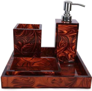FAIZA CRAFT Ensemble d'accessoires de salle de bain rectangulaires en résine, quatre pièces, imperméables et écologiques, modèle FC-2100, pour usage domestique et hôtelier, Inde - Product Image 6