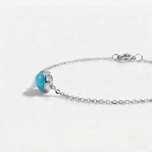 Bracelet à maillons en argent sterling rhodié Rhaya Jewels, avec turquoise géométrique solitaire, serti clos, pour femme - Product Image 3