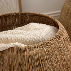 Handmade Seagrass <b>Basket</b> Decorative <b>Storage</b> <b>Basket</b> For Living Room Bedroom Natural <b>Basket</b> For Home Styling - Product Image 3