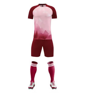 Custom Solid Short <b>Football</b> Jersey for Fans Players New Season Red <b>White</b> Club Soccer Set 100% Breathable Polyester Team Uniform - Product Image 2