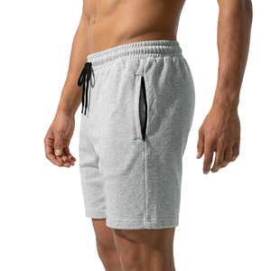 Shorts pour homme en piqué 100% coton gris sauge avec cordon de serrage à la taille, décontractés, respirants, longueur bermuda, couleur unie, tissu tricoté - Product Image 5