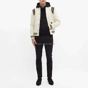 Veste Teddy classique à rayures sur les épaules, en cuir de haute qualité, en laine, veste universitaire personnalisée - Product Image 4