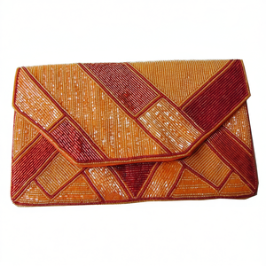 Handcrafted Indian Luxury Casual Daily Fashion Accessory Colorful Glass <b>Beaded</b> Baguette Handle Bag Durable <b>Crystal</b> Art Accessory - Product Image 2