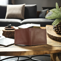 Dompet Kulit Pria Mewah Vintage Bergaya Buatan Tangan Tipis Lipat Panjang Fungsional Penutup Lipat Katun Hitam Coklat Coklat Tua Anggur