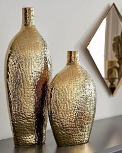 LINEA Gold Leaf Pattern Aluminium Metal <b>Vase</b> Tabletop Decorative Flower Vessel for Home Wedding Restaurant - Product Image 3
