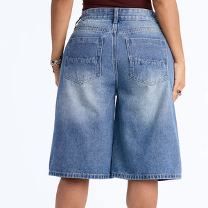 Shorts de mezclilla de verano de talle alto, pierna recta, estampados, sexys, elásticos, talla grande, con lavado arena, con botones y cremallera, de secado rápido para mujer - Product Image 5