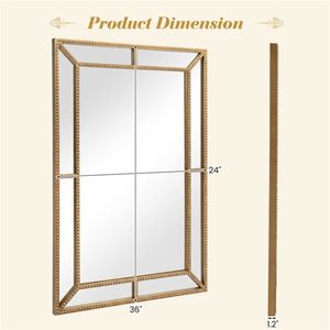 Specchio da Parete Decorativo 91x61 cm ad Alta Definizione Senza Distorsioni con Cornice in Metallo Dorato - Product Image 5