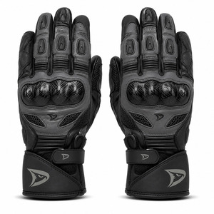 Guantes de cuero al por mayor para carreras, negros, transpirables, con protección de palma y cierre de velcro, unisex, para montar. - Product Image 1