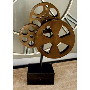 Bronze Geometric Metal Sculpture Artistic Handmade Industrial Tabletop Decor 16 Inch Height for Living Room - Product Image 6