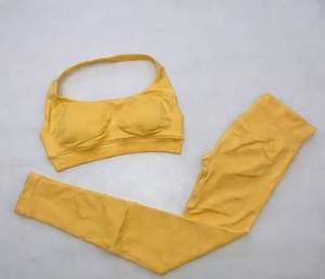 Conjunto de Yoga de Dos Piezas para Mujer, Color Turquesa, Casual, Transpirable, Sin Costuras, Leggings de Cintura Alta y Sujetador Deportivo - Product Image 6