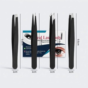Juego de Pinzas para Cejas y Pestañas de Acero Inoxidable, Color Personalizado, Antiestáticas, Duraderas, Profesionales, Punta Inclinada y Punta Lisa - Product Image 3