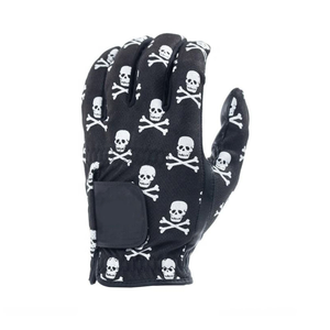 SOSH4 Leather <b>Golf</b> Glove Full Finger Durable Breathable Soft White Pattern Outdoor Sports Left Hand Black - Product Image 3