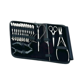 Pince à extensions capillaires à bec effilé plaquée blanc de haute qualité en acier inoxydable, outil de serrage pour anneaux et perles - Product Image 2