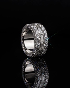 Custom <b>Emerald</b> Round Cut Moissanite <b>Ring</b> Iced Out 925 Sterling <b>Silver</b> Eternity Band Luxury Men Hip Hop Pinky Statement <b>Ring</b> - Product Image 5
