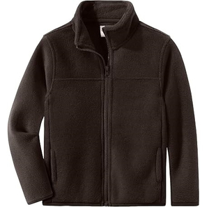 Men's Navy <b>Fleece</b> Jacket Stand Collar Full Zip Casual Outerwear Regular Fit Solid Color Polyester Shell <b>Zippers</b> - Product Image 3