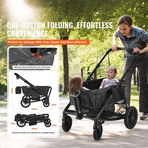 Passeggino Carrozzina Pieghevole 2-in-1 per Tutti i Terreni a 2 Posti con Tettuccio e Organizer per Genitori Certificato ASTM - Product Image 2