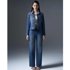 Ensembles en jean personnalisables pour femmes, styles imprimés en sergé uni délavé, options jupe et pantalon, collection été régulière - Product Image 5