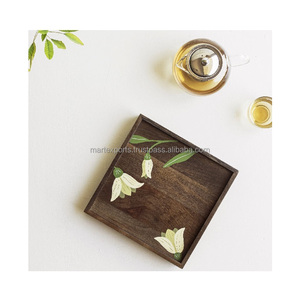 Plateau de service en bois moderne de luxe, fabriqué à la main, plateau décoratif pour intérieur et extérieur, présentoir de salon et de patio, 100 pièces - Product Image 2