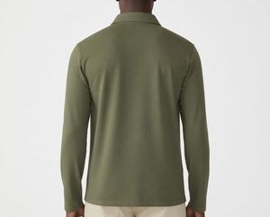 Camiseta de manga larga de lujo para hombre, 100% algodón, tejido transpirable, informal, con estampado de golf, personalizable, de color liso. - Product Image 4